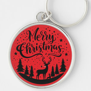 Chaveiro Clássico, Feliz Vestido de Natal e Design de Árvor