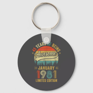 Chaveiro Clássico Janeiro 1981 Velho Aniversário de 45 anos