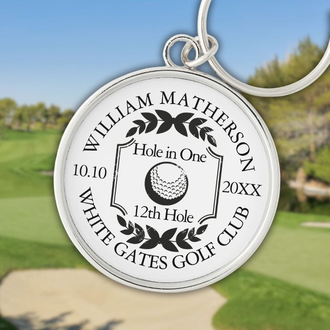 Chaveiro Clássico Personalizado de Golfe Hole in One (Hole in One Classic Personalized Golf Keychain)