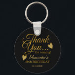 Chaveiro Classy Black And Gold 50th Birthday Name Thank You<br><div class="desc">50th birthday thank you favor keychains with classy gold typography .</div>