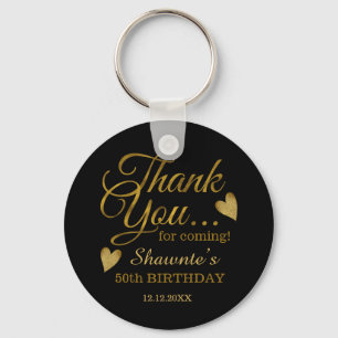 Chaveiro Classy Black And Gold 50th Birthday Name Thank You