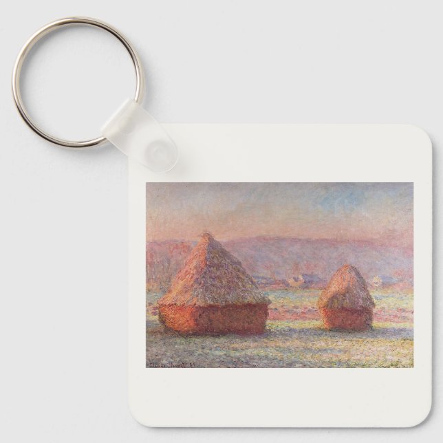 Chaveiro Claude Monet White Frost Sunrise (Haystacks) (Frente)