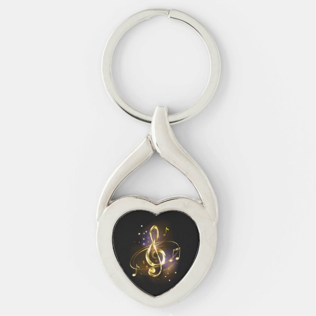 Chaveiro Clef de Sol de Música Dourado (Frente)