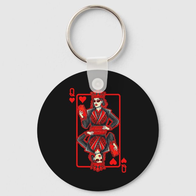Chaveiro Clic Whimsical Queen Of Hearts Sungles Playing Car (Frente)