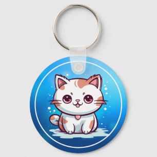 Chaveiro Clipart de Gato Fofo Estilo Kawaii