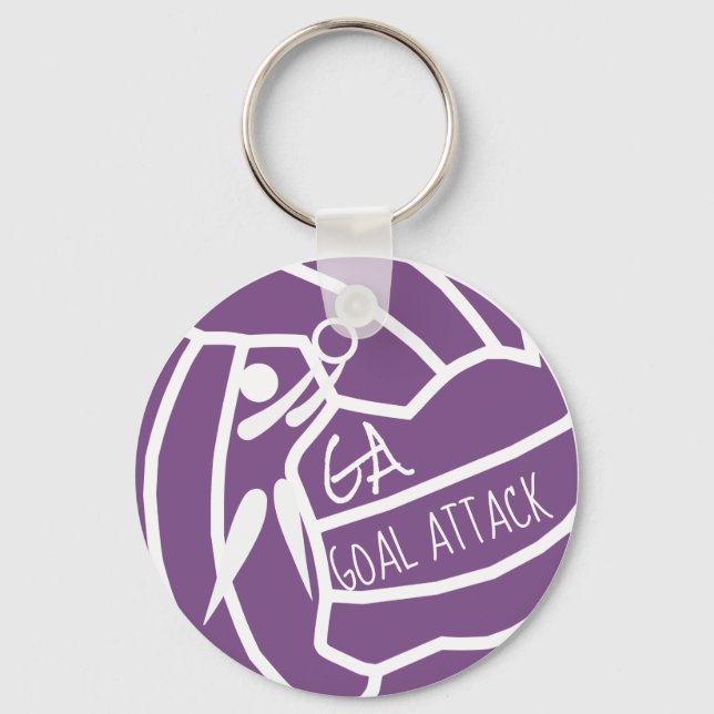 Chaveiro Clipart de Netball GA de Ataque de Meta de Cores P (Frente)