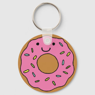 Chaveiro Clipart de Rosquinha rosa colorida com gráfico de 