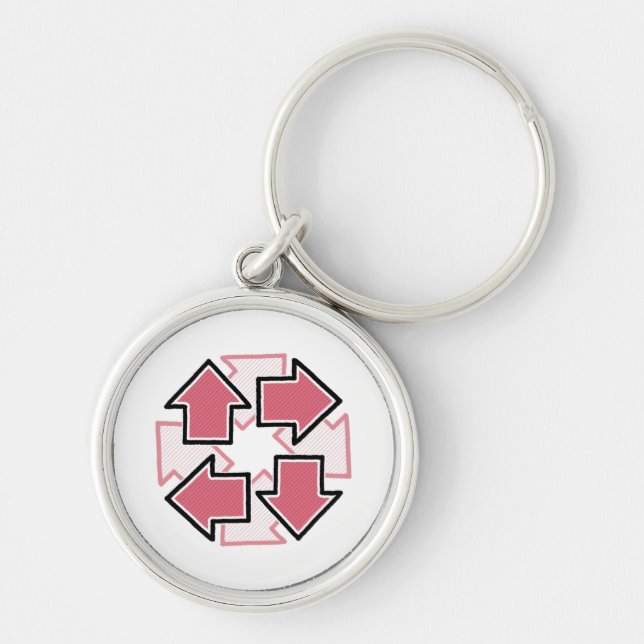 Chaveiro Clockwise Arrows Minimal Geometric Red (Frente)