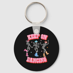 Chaveiro Club Keep On Dancing Skeleton Cowgirl Pink Western