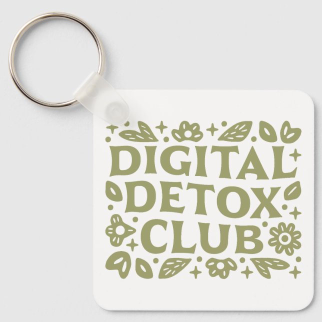 Chaveiro clube de desintoxicação digital bem-estar garota e (Frente)