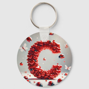 Chaveiro Cluster de Coração Criativo - Letra C