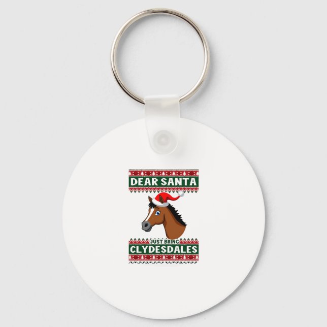 Chaveiro Clydesdale Horse Christmas Ugly Xmas Sweater Eques (Frente)