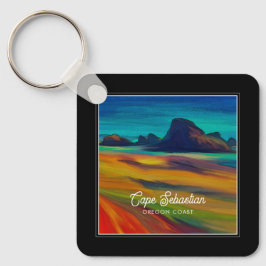 Chaveiro Coast Art Colorida de Cape Sebastian Oregon