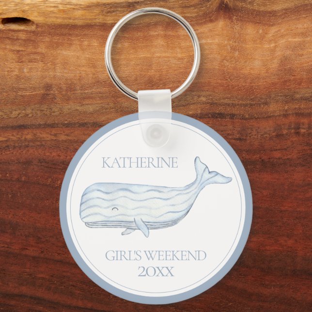 Chaveiro Coaster Watercolor Blue Whale Personalizado (Frente)