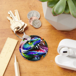 Chaveiro Cobra Cobra com turquesa vibrante e escalas azuis