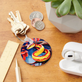 Chaveiro Cobra com balanças vibrantes, vermelhas e amarelas