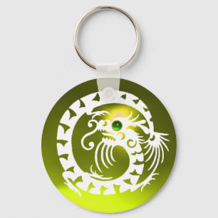 Chaveiro COBRA DRAGON,branco, esmeralda verde,topaz amarelo