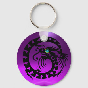 Chaveiro COBRA DRAGON,preto,aquamarina azul,ametista roxo