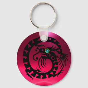 Chaveiro COBRA DRAGON,preto,aquamarino azul,rubi rosa verme