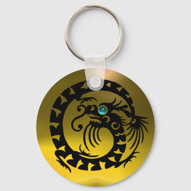 Chaveiro COBRA DRAGON,preto,azul-aquamarina,amarelo topaz (Frente)