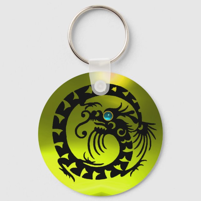 Chaveiro COBRA DRAGON,preto,azul-aquamarina,amarelo topaz (Frente)