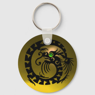 Chaveiro COBRA DRAGON, preto, esmeralda verde, topaz amarel