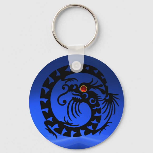 Chaveiro COBRA DRAGON,preto,rubi vermelho,safira azul (Frente)