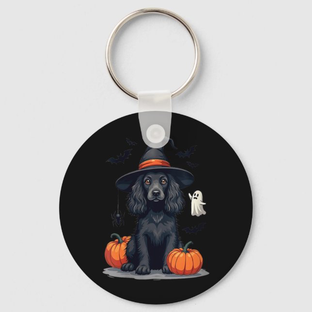 Chaveiro Cocker Spaniel de Cachorro Tema de Halloween Femin (Frente)
