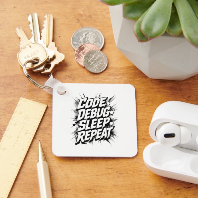 Chaveiro Código Depurar Dormir Repetir (Mesa)