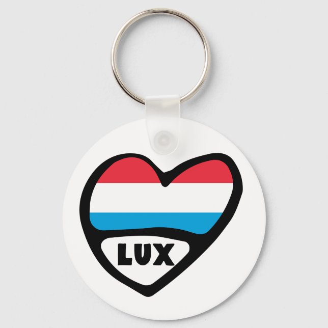 Chaveiro Código do País Luxemburgo Sinalizador Heart LUX (Frente)