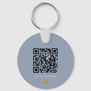 Chaveiro Código QR azul Dusty Casamento Salve a data Chavei