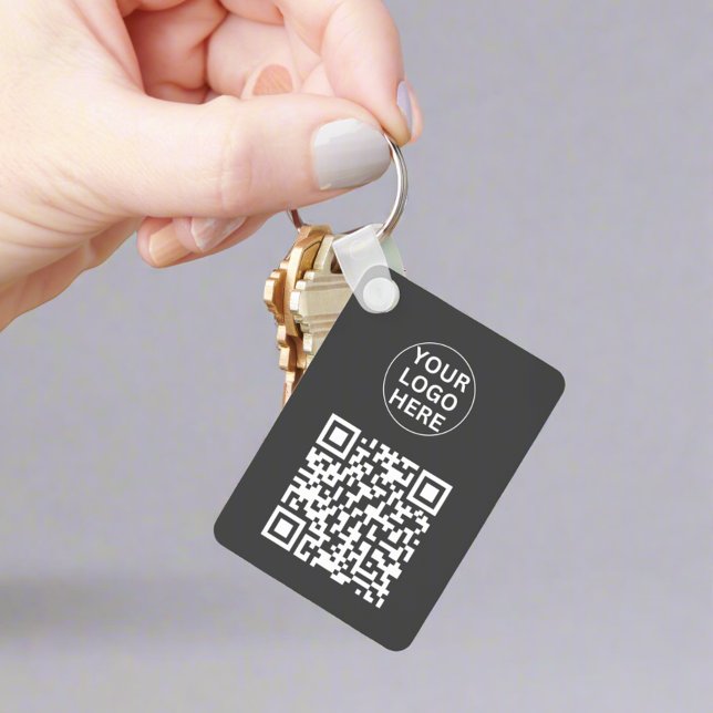 Chaveiro Código QR da cinza e Logotipo comercial l Promocio (Criador carregado)