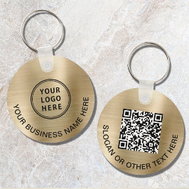 Chaveiro Código QR de Logotipo Moderno Promocional Dourado