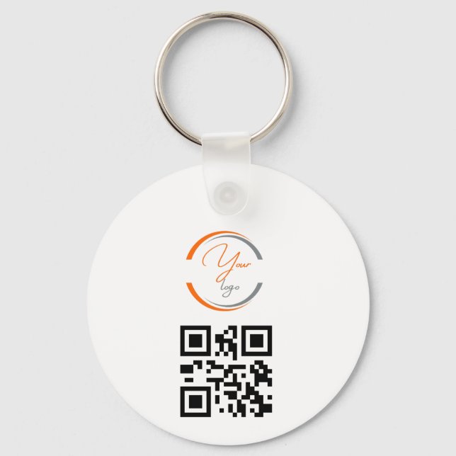 Chaveiro Código QR de Logotipo Simples Empresarial Branco (Frente)