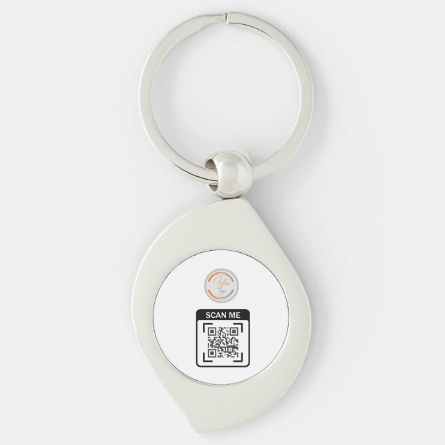 Chaveiro Código QR de Logotipo Simples Empresarial Branco (Frente)