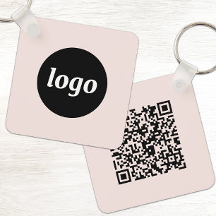 Chaveiro Código QR de Logotipo Simples Empresarial Rosa Beg