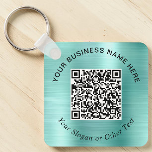 Chaveiro Código QR de Negócios Promocional Verde-Mint Teal