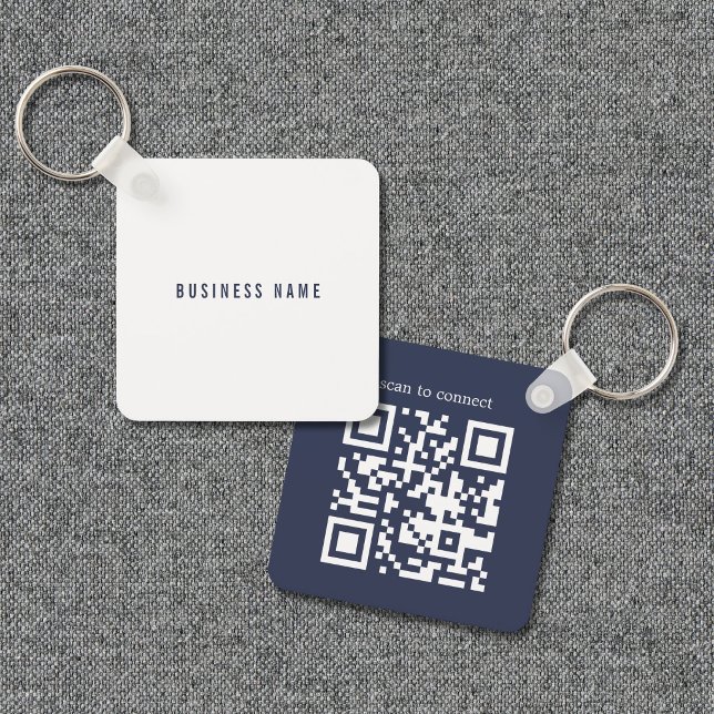 Chaveiro Código QR de rede de negócios azul branco minimali (Criador carregado)