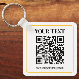 Chaveiro Código QR e texto editáveis com borda de ouro amar