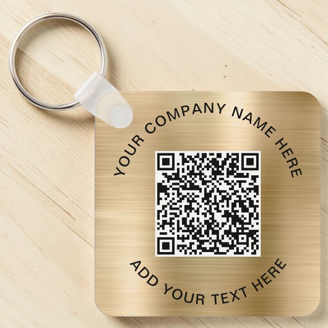 Chaveiro Código QR Elegante Promocional Dourado (Elegant QR Code Promotional Gold Keychain)