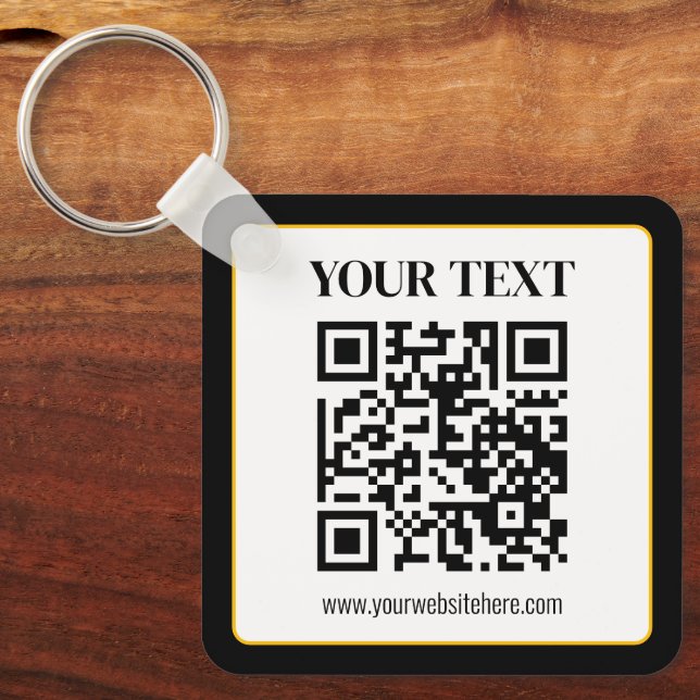 Chaveiro Código QR empresarial com texto superior e inferio (Frente)