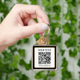 Chaveiro Código QR empresarial com texto superior e inferio