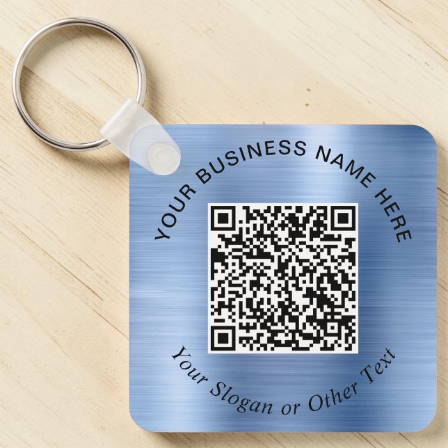Chaveiro Código QR Empresarial Promocional Azul (Business QR Code Promotional Blue Keychain)