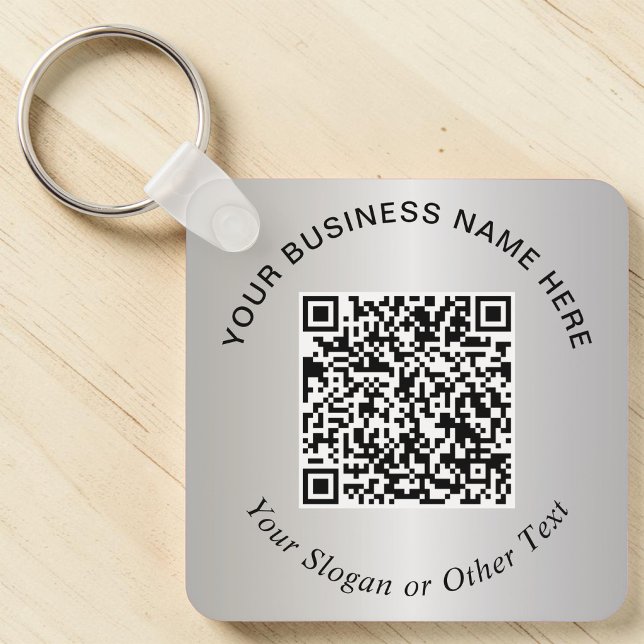 Chaveiro Código QR Empresarial Promocional Prata (Business QR Code Promotional Silver Keychain)