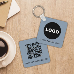 Chaveiro Código QR Logo Azul Empoeirado para Salão Promocio