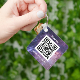 Chaveiro Código QR Logotipo comercial Galáxia de Espaço Pro