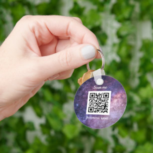 Chaveiro Código QR Logotipo comercial Galáxia de Espaço Pro