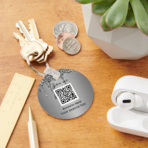 Chaveiro Código QR Logotipo comercial Prata profissional
