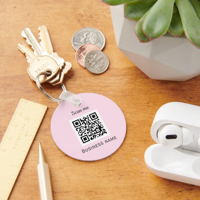 Chaveiro Código QR Logotipo comercial - Rosa Personalizado (Mesa)