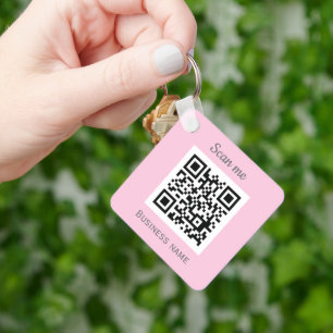 Chaveiro Código QR Logotipo comercial Rosa Rosa Midinha